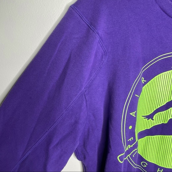 Air Jordan Flight Club Purple Neon Green Crewneck Sweatshirt Mens XXL - Picture 5 of 7